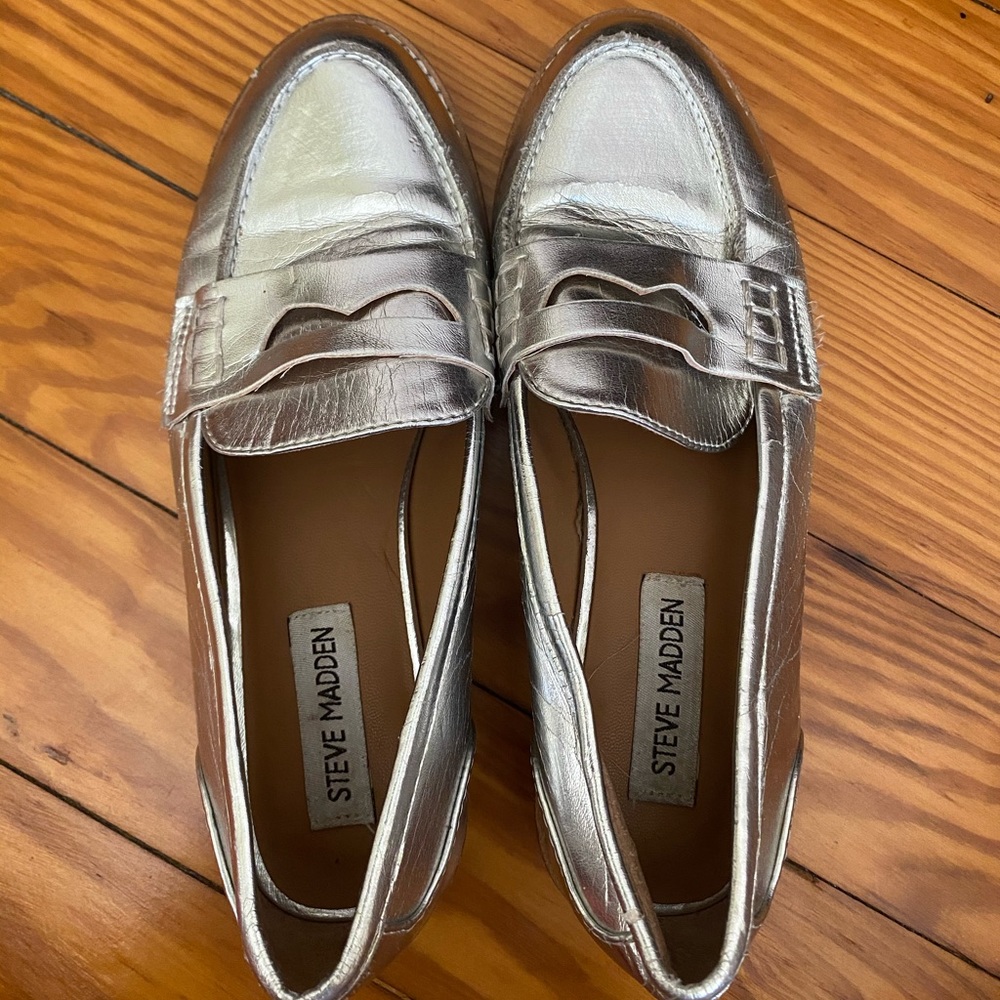 Silver Steve Madden loafers